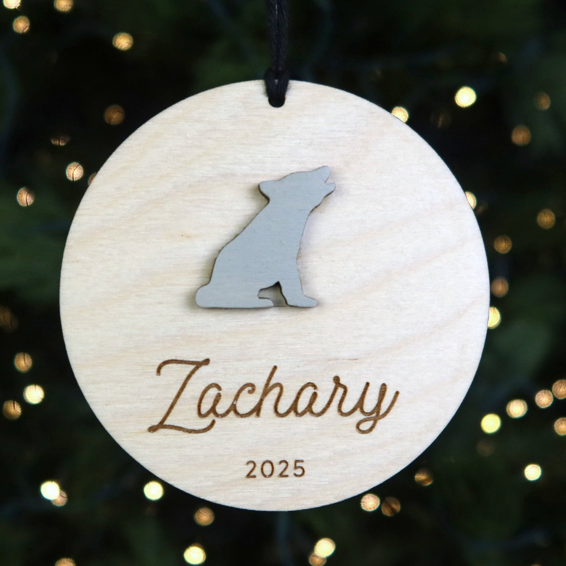 Wolf Personalized Ornament - Holiday Ornaments - Moon Rock Prints