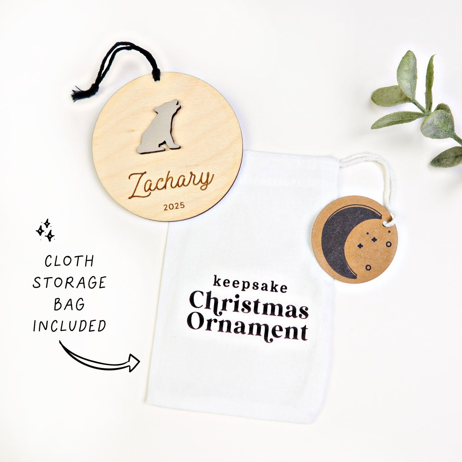 Wolf Personalized Ornament - Holiday Ornaments - Moon Rock Prints