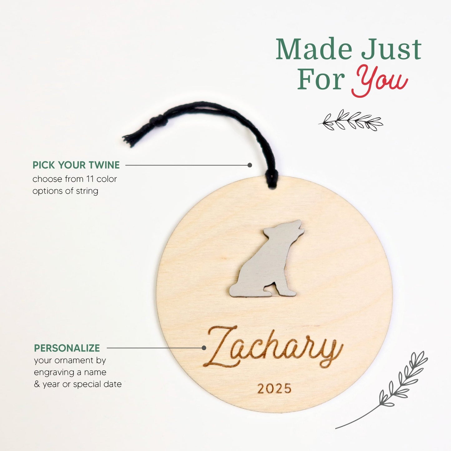 Wolf Personalized Ornament - Holiday Ornaments - Moon Rock Prints