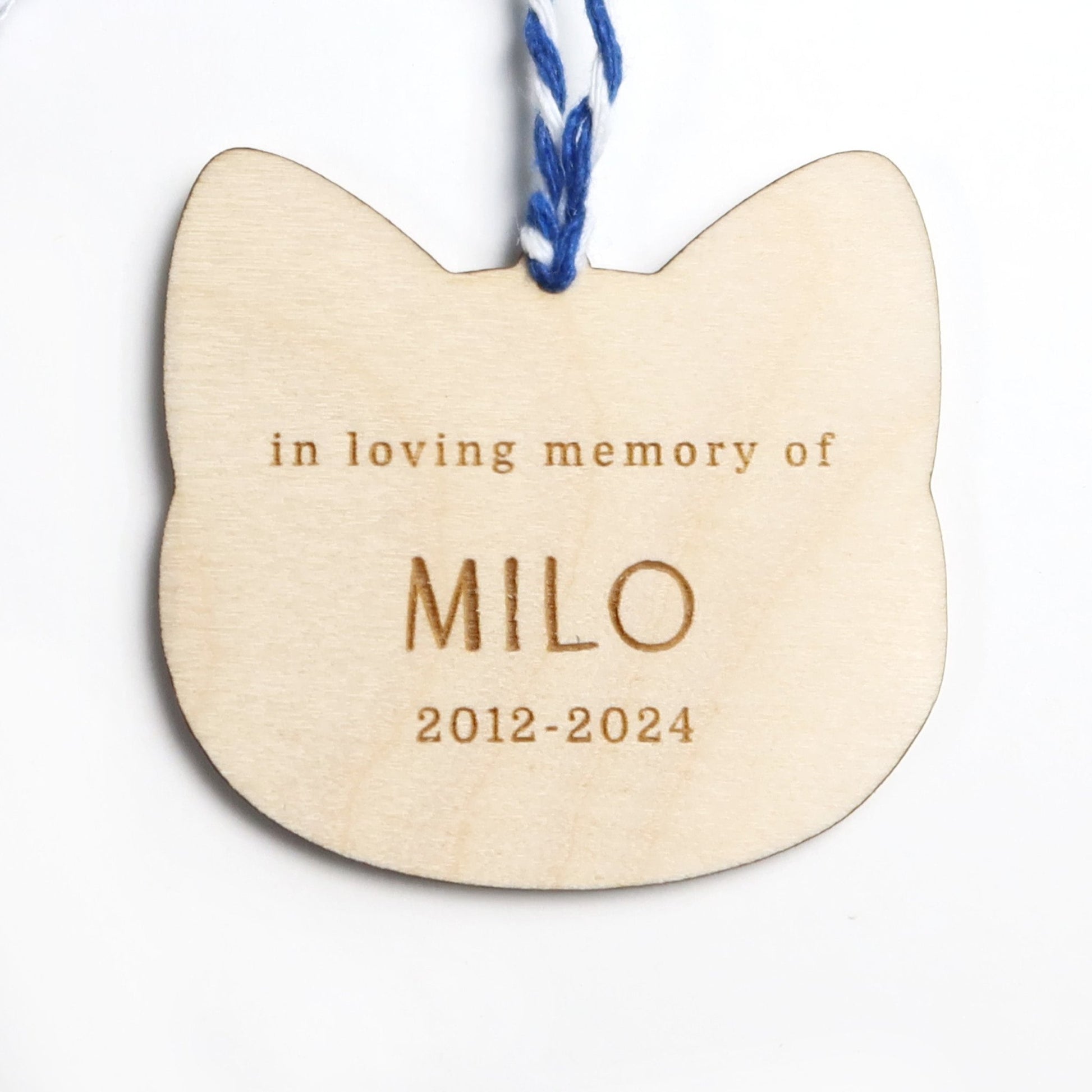 Wood Cat Memorial Personalized Ornament - Holiday Ornaments - Moon Rock Prints