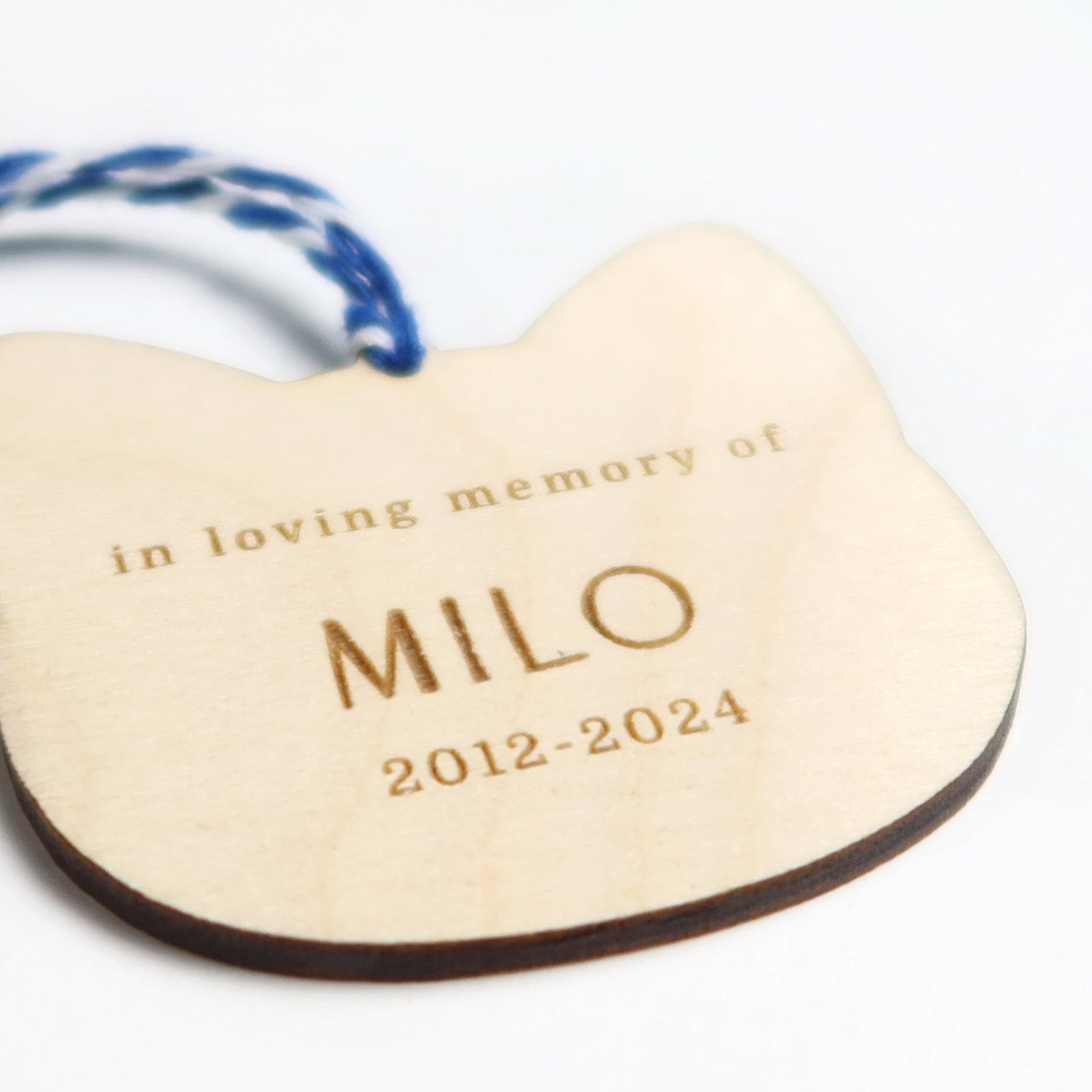 Wood Cat Memorial Personalized Ornament - Holiday Ornaments - Moon Rock Prints