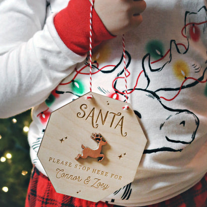 Santa Please Stop Here Personalized Door Hanger