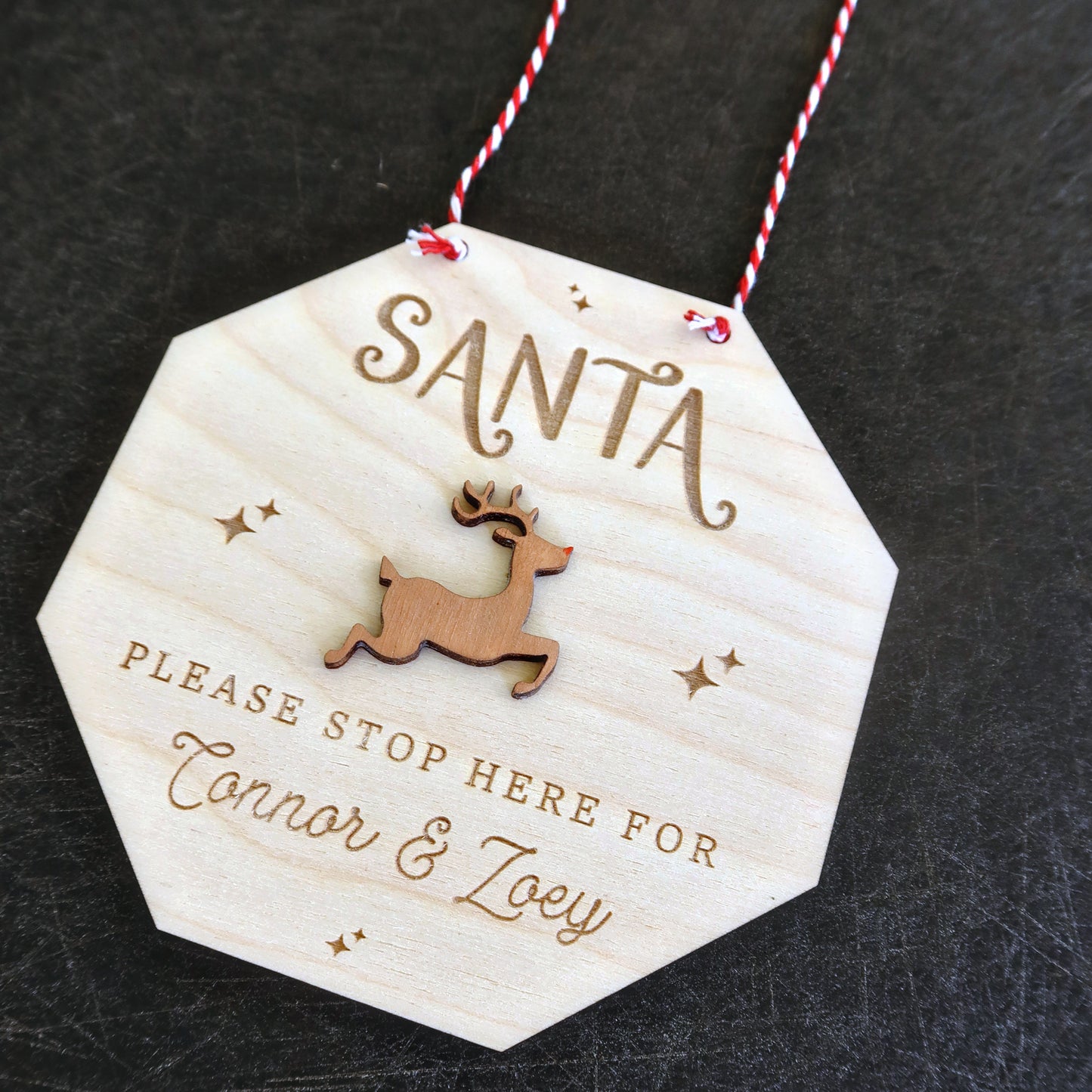 Santa Please Stop Here Personalized Door Hanger