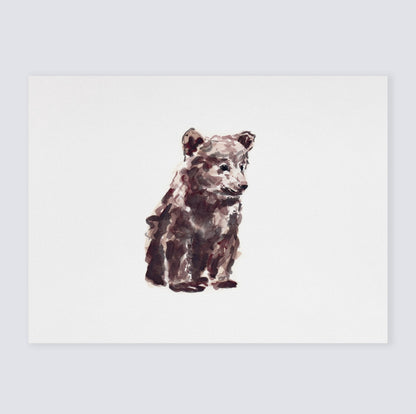 Baby Bear Cub Woodland Animal Watercolor Art Print for Woodland Nursery by Moon Rock Prints