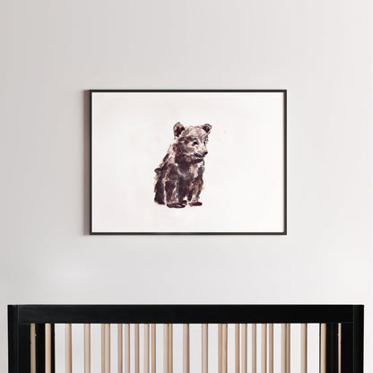 Baby Bear Cub Woodland Animal Watercolor Art Print for Woodland Nursery by Moon Rock Prints