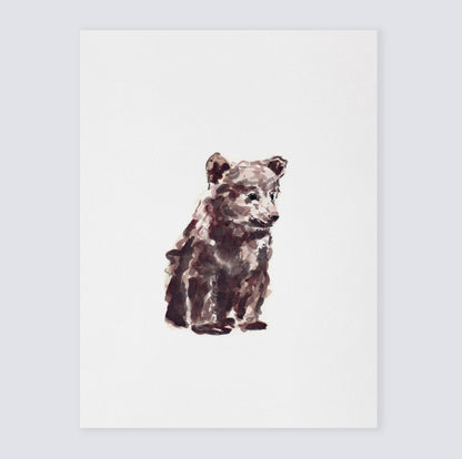 Baby Bear Cub Woodland Animal Watercolor Art Print for Woodland Nursery by Moon Rock Prints