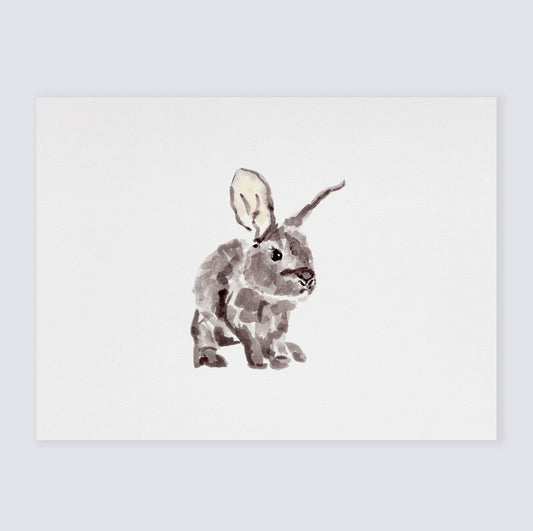 Baby Bunny Rabbit Woodland Animal Watercolor Art Print for Garden or Woodland Nursery by Moon Rock Prints