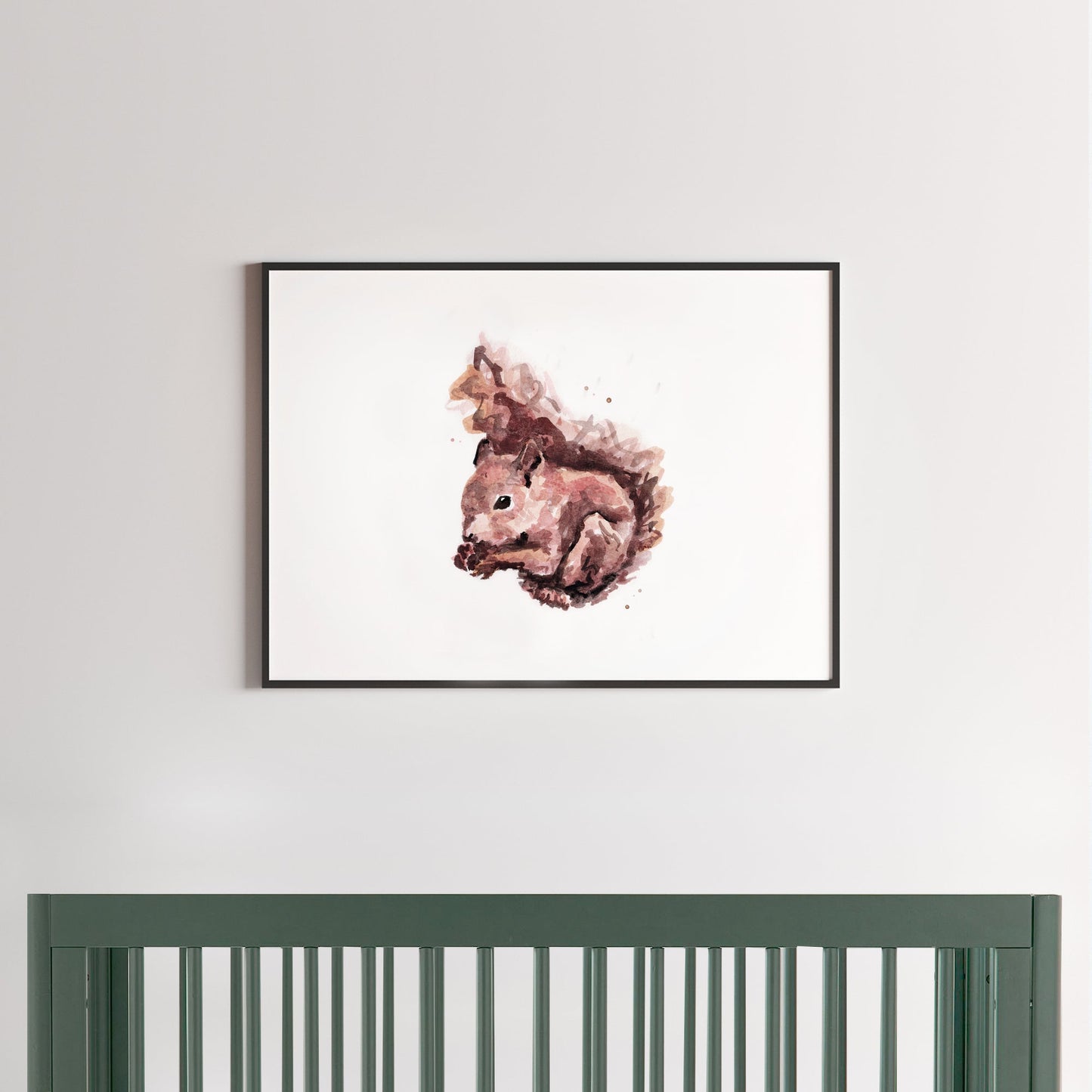 Baby Squirrel Woodland Animal Watercolor Art Print for Whimsical Woodland Nursery by Moon Rock Prints