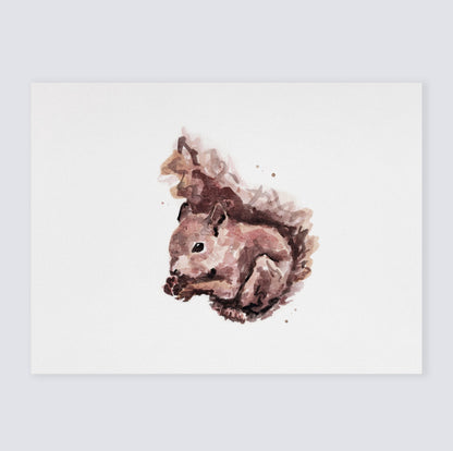 Baby Squirrel Woodland Animal Watercolor Art Print for Whimsical Woodland Nursery by Moon Rock Prints
