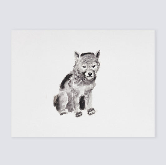 Baby Wolf Woodland Animal Watercolor Art Print for Boho Nursery by Moon Rock Prints