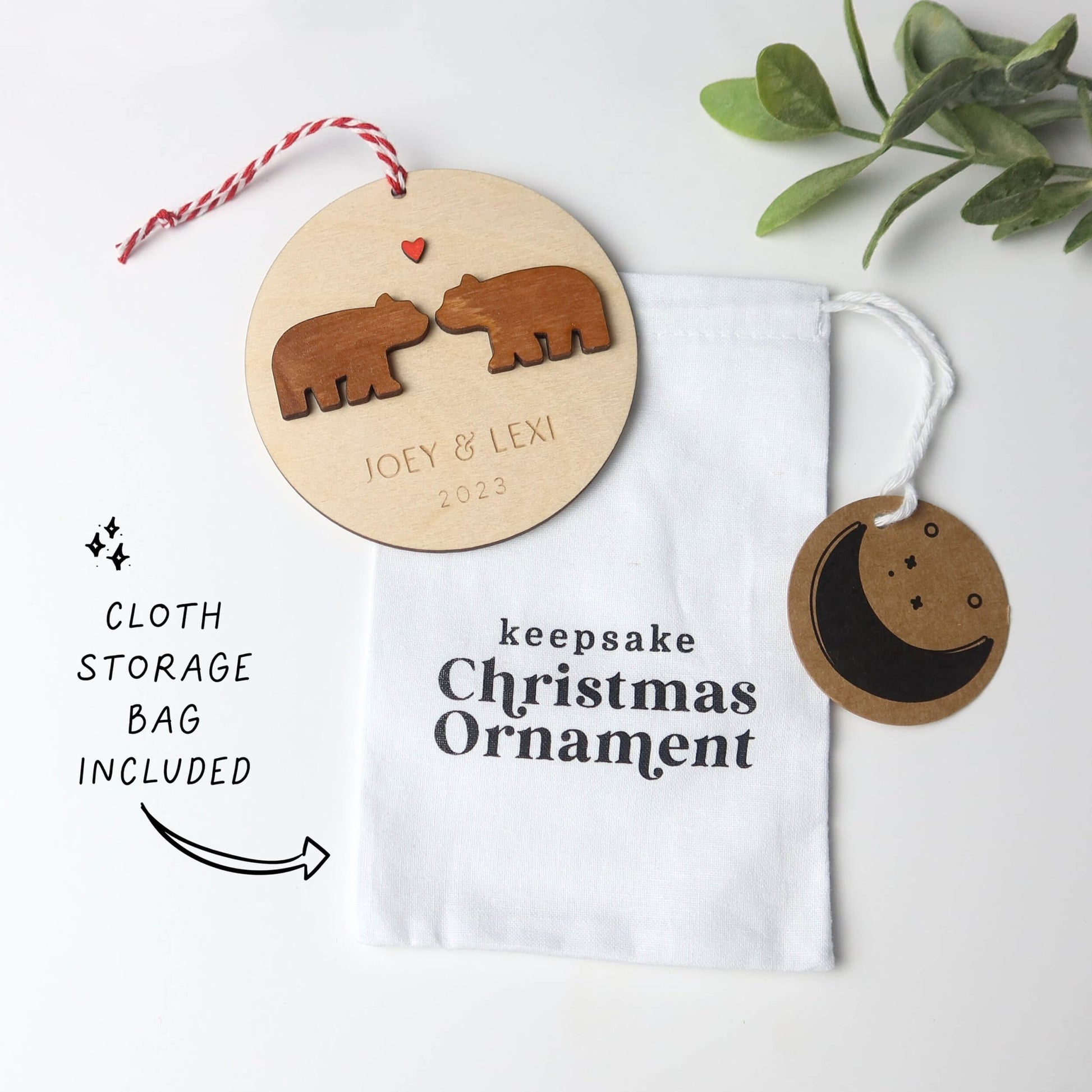 Bears Personalized Couple Christmas Ornament - Holiday Ornaments - Moon Rock Prints