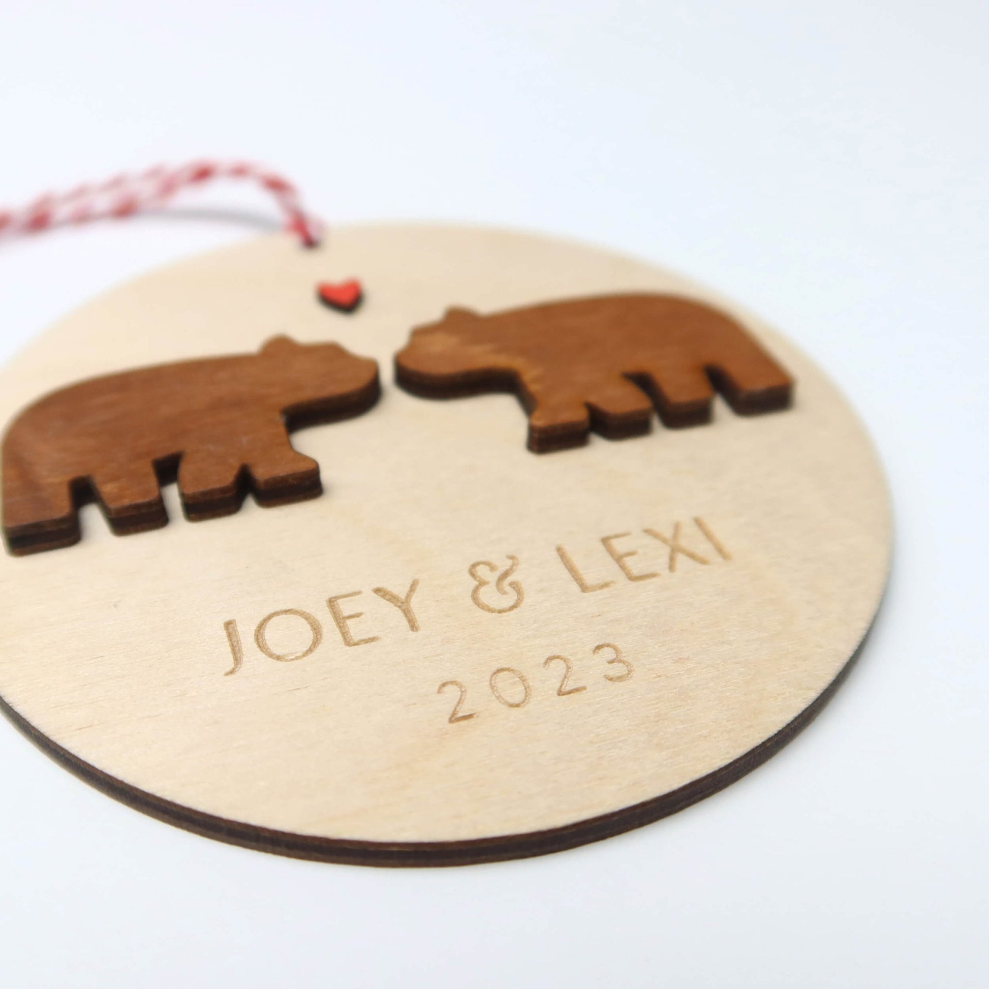 Bears Personalized Couple Christmas Ornament - Holiday Ornaments - Moon Rock Prints