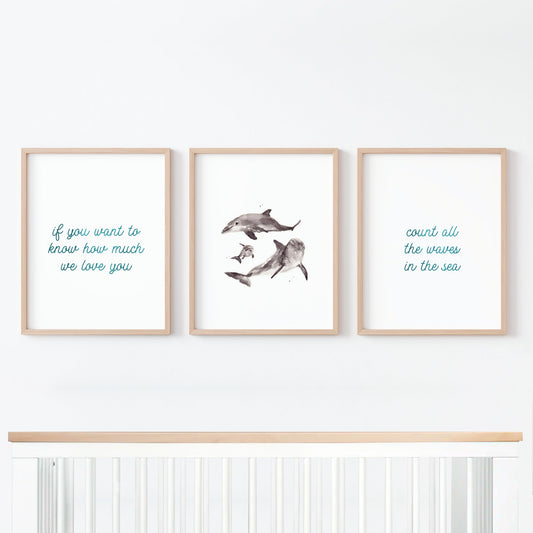 Count All The Waves 3 Print Set: Dolphins - Art Prints - Moon Rock Prints