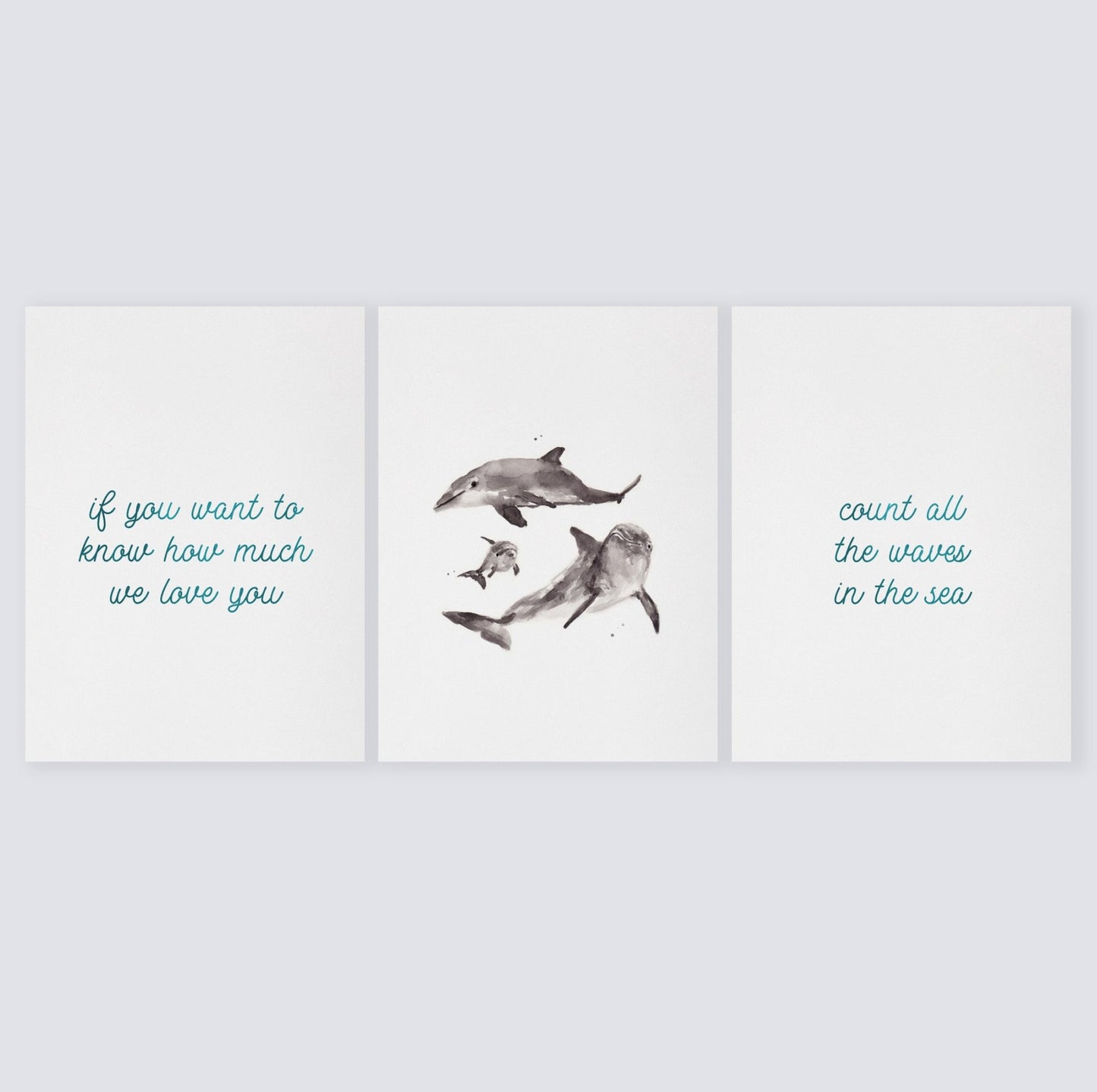 Count All The Waves 3 Print Set: Dolphins - Art Prints - Moon Rock Prints