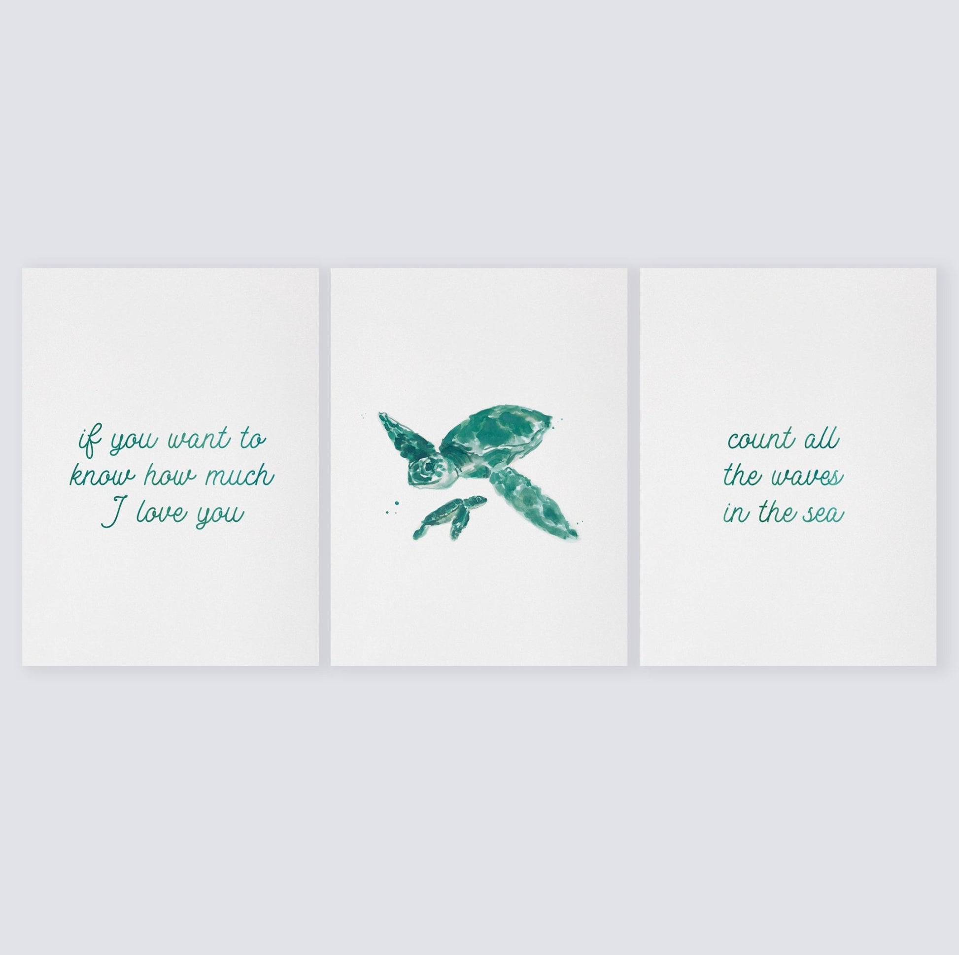 Count All The Waves 3 Print Set: Sea Turtles - Art Prints - Moon Rock Prints