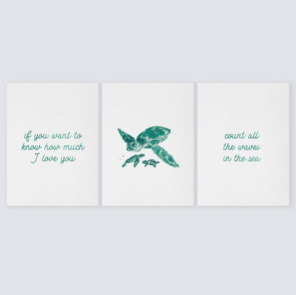 Count All The Waves 3 Print Set: Sea Turtles - Art Prints - Moon Rock Prints