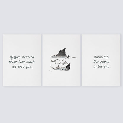 Count All The Waves 3 Print Set: Stingrays - Art Prints - Moon Rock Prints