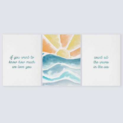 Count All The Waves 3 Print Set: Sunset on Water - Art Prints - Moon Rock Prints