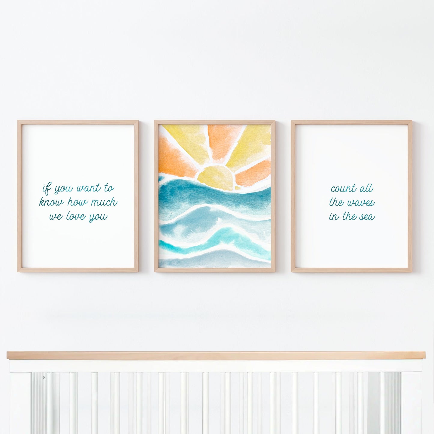 Count All The Waves 3 Print Set: Sunset on Water - Art Prints - Moon Rock Prints