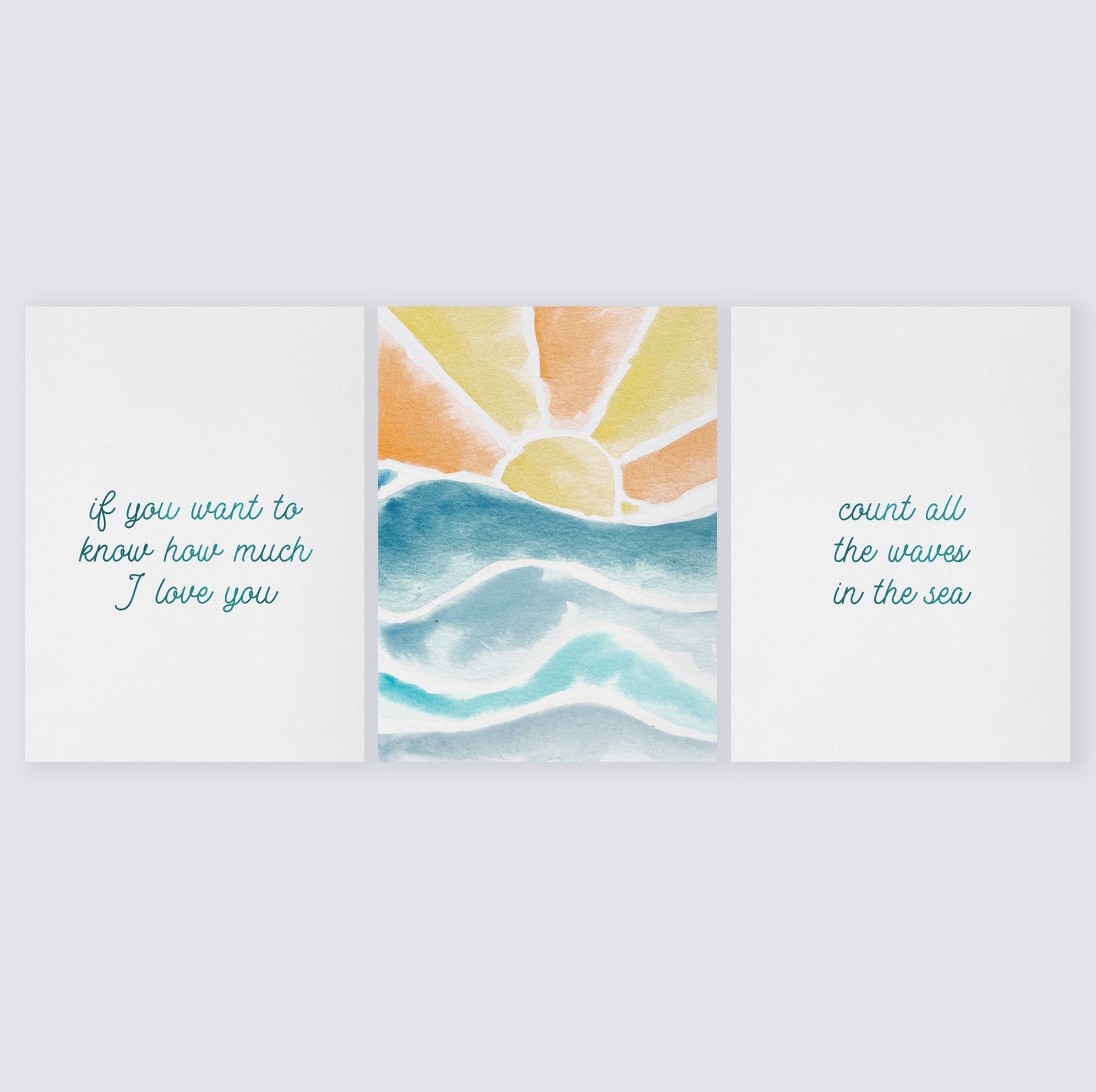 Count All The Waves 3 Print Set: Sunset on Water - Art Prints - Moon Rock Prints