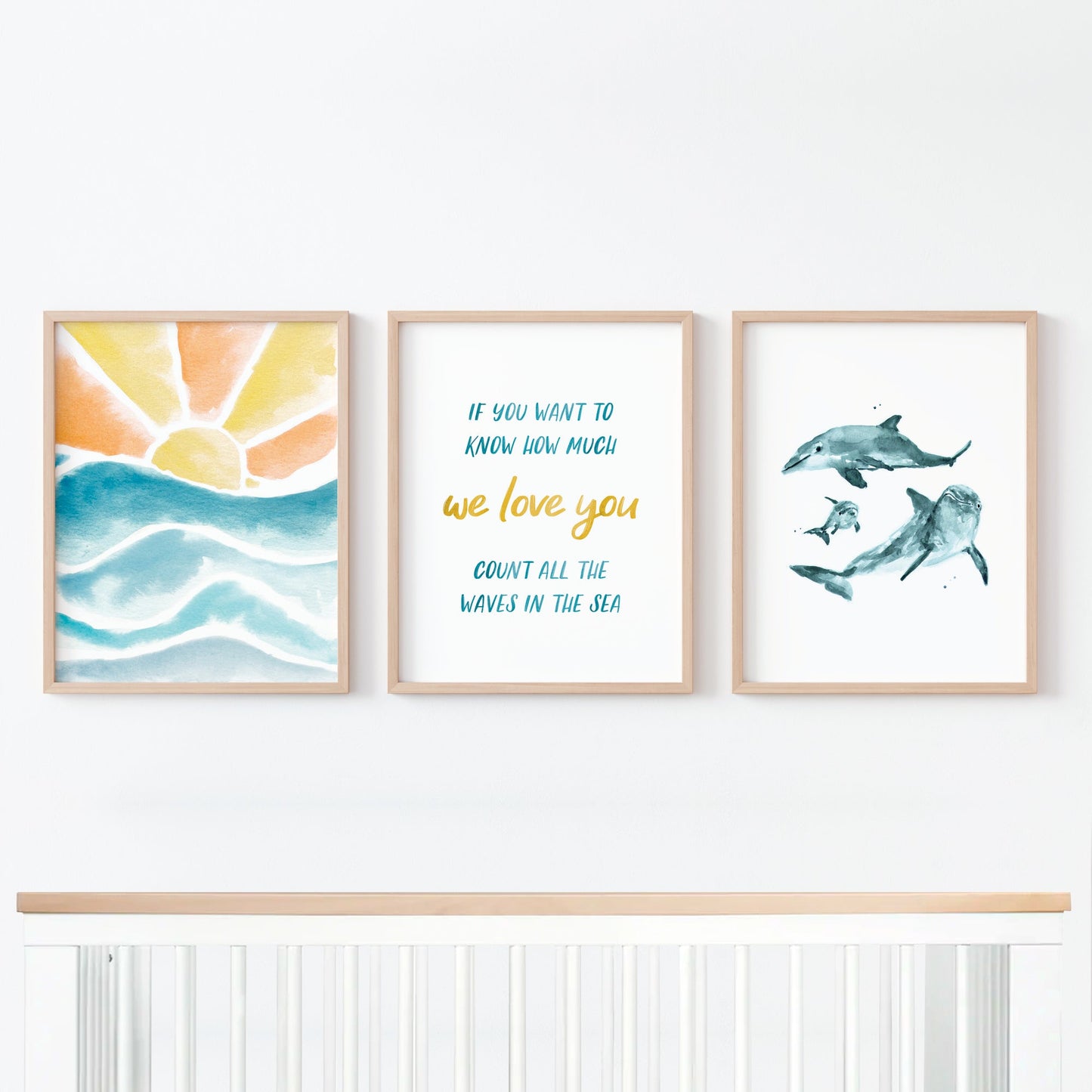 Count All The Waves 3 Print Set: Sunsets and Dolphins - Art Prints - Moon Rock Prints