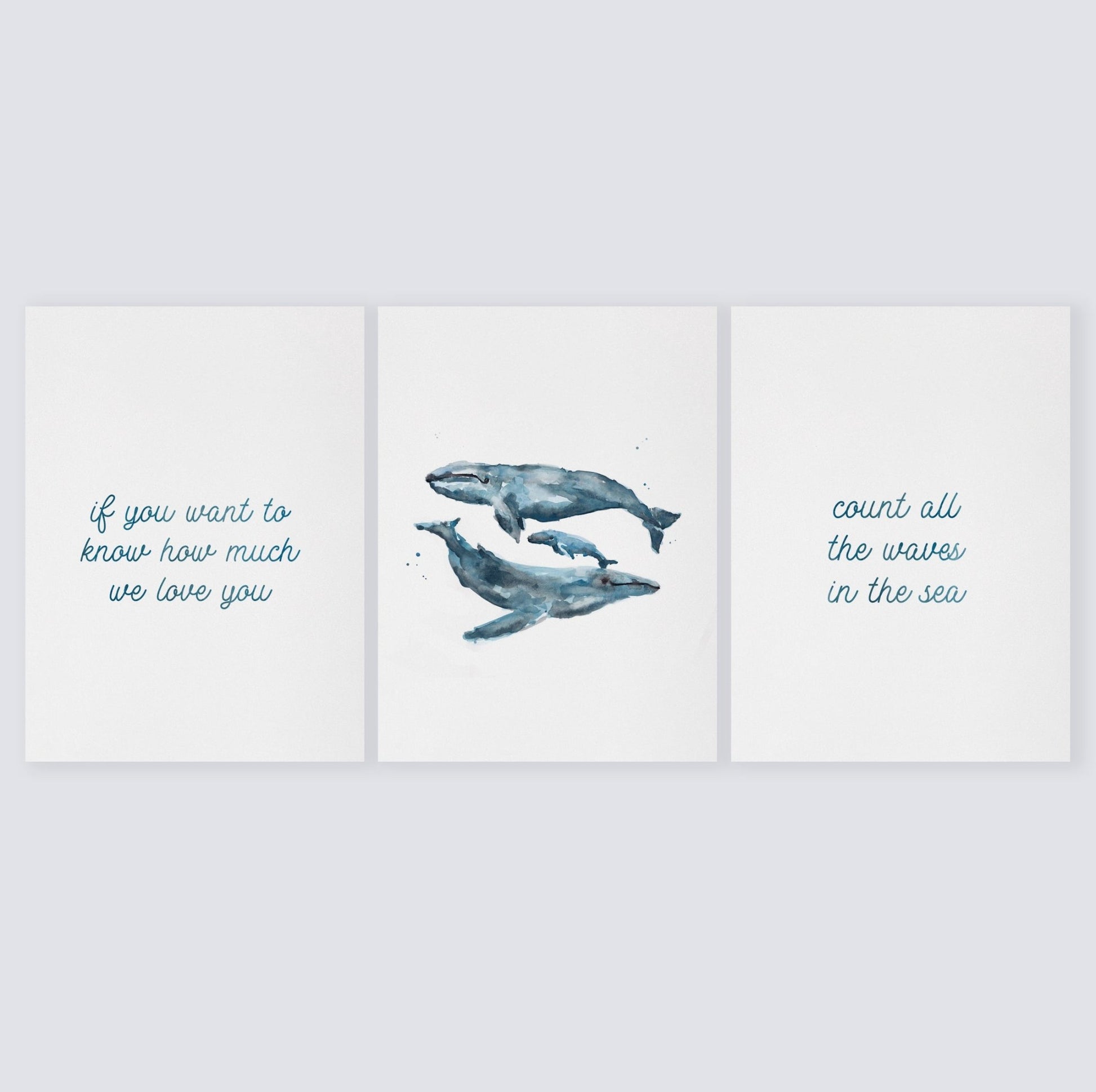 Count All The Waves 3 Print Set: Whales - Art Prints - Moon Rock Prints