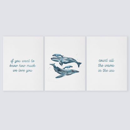 Count All The Waves 3 Print Set: Whales - Art Prints - Moon Rock Prints