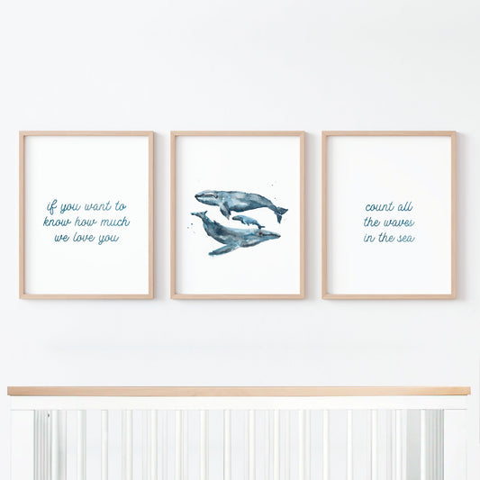 Count All The Waves 3 Print Set: Whales - Art Prints - Moon Rock Prints