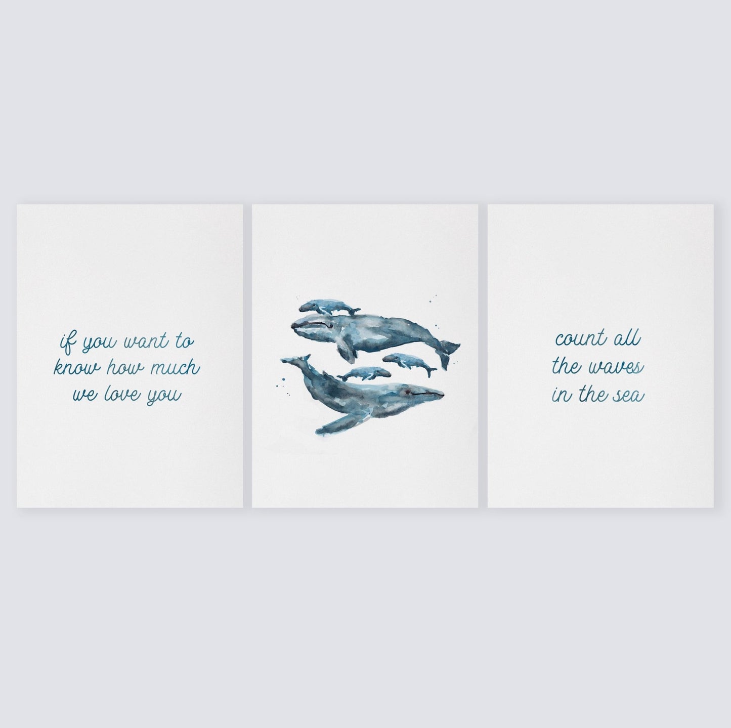Count All The Waves 3 Print Set: Whales - Art Prints - Moon Rock Prints