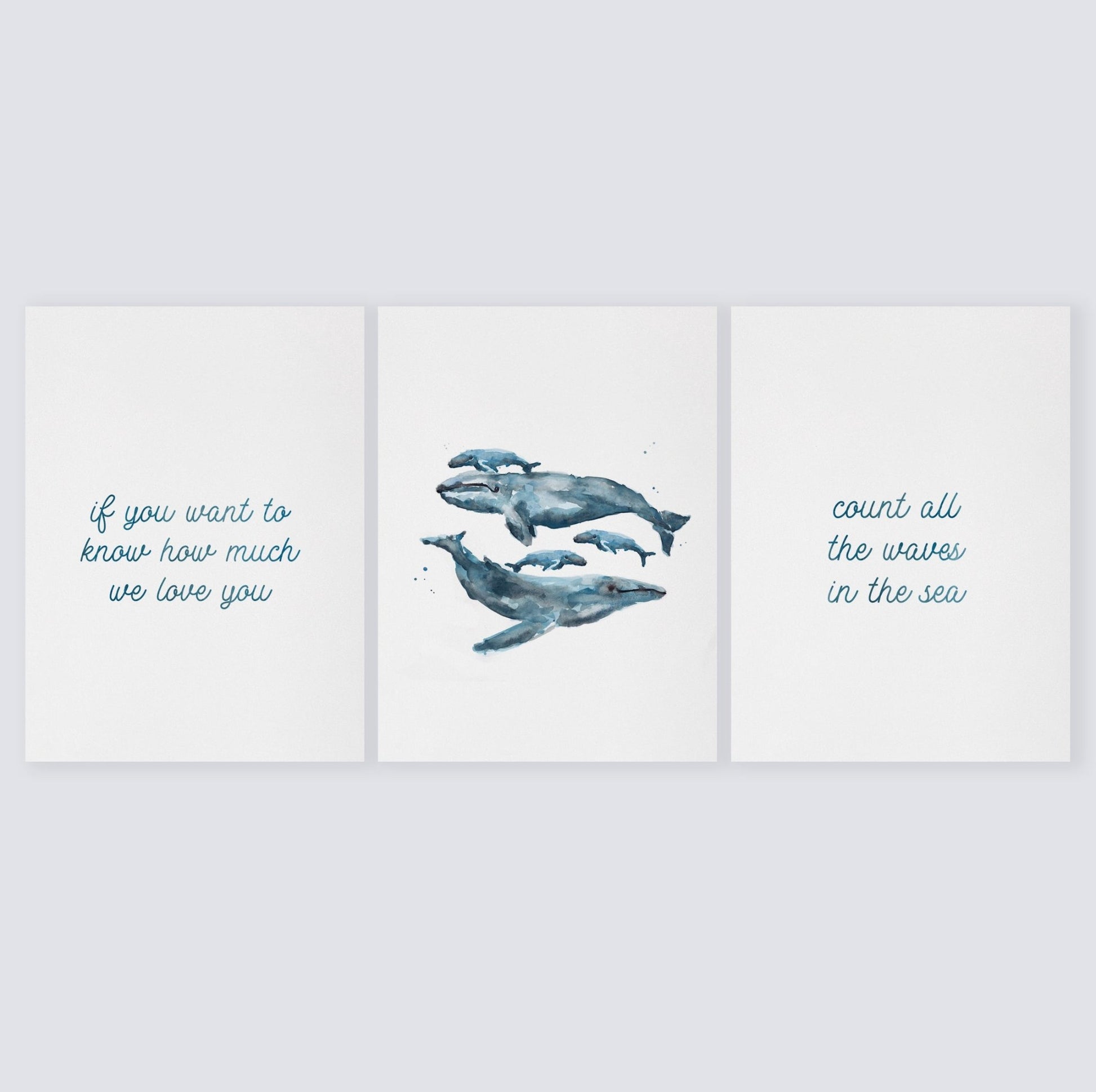 Count All The Waves 3 Print Set: Whales - Art Prints - Moon Rock Prints