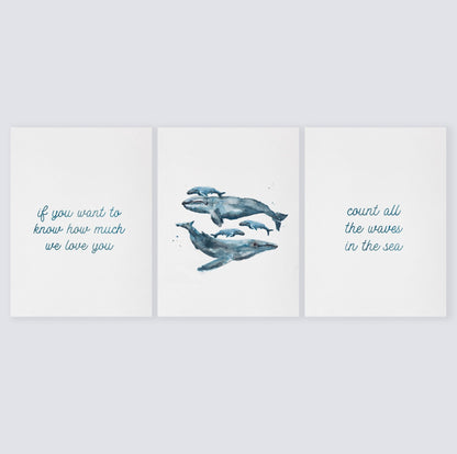 Count All The Waves 3 Print Set: Whales - Art Prints - Moon Rock Prints