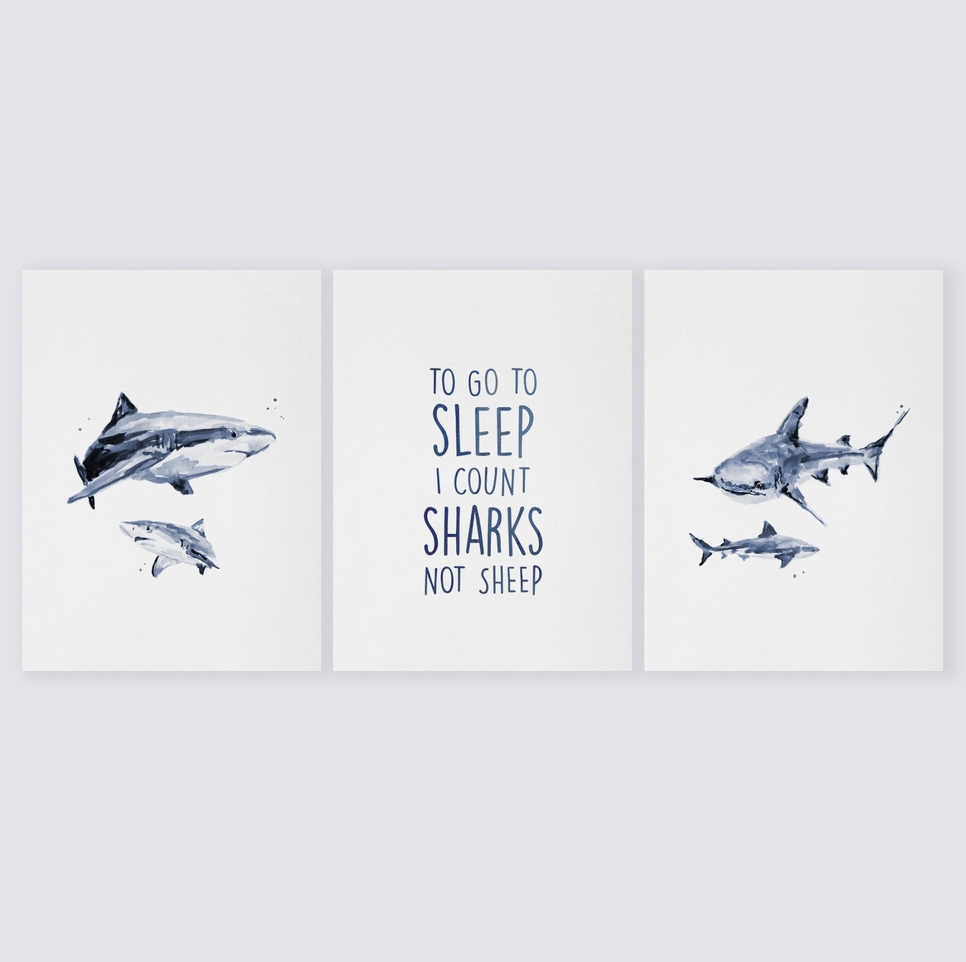Count Sharks Not Sheep Print Set - Art Prints - Moon Rock Prints