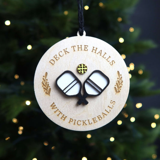 Deck the Halls with Pickleballs Ornament - Holiday Ornaments - Moon Rock Prints