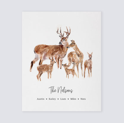 Deer Family Personalized Print - Art Prints - Moon Rock Prints