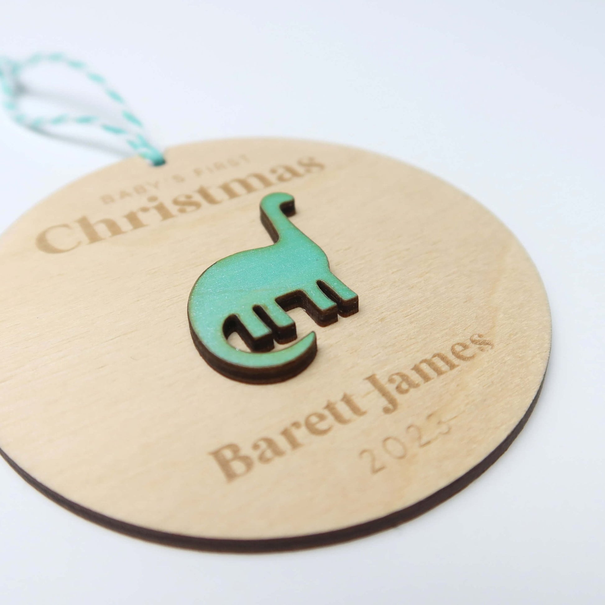 Dinosaur Baby's First Christmas Ornament Personalized - Holiday Ornaments - Moon Rock Prints