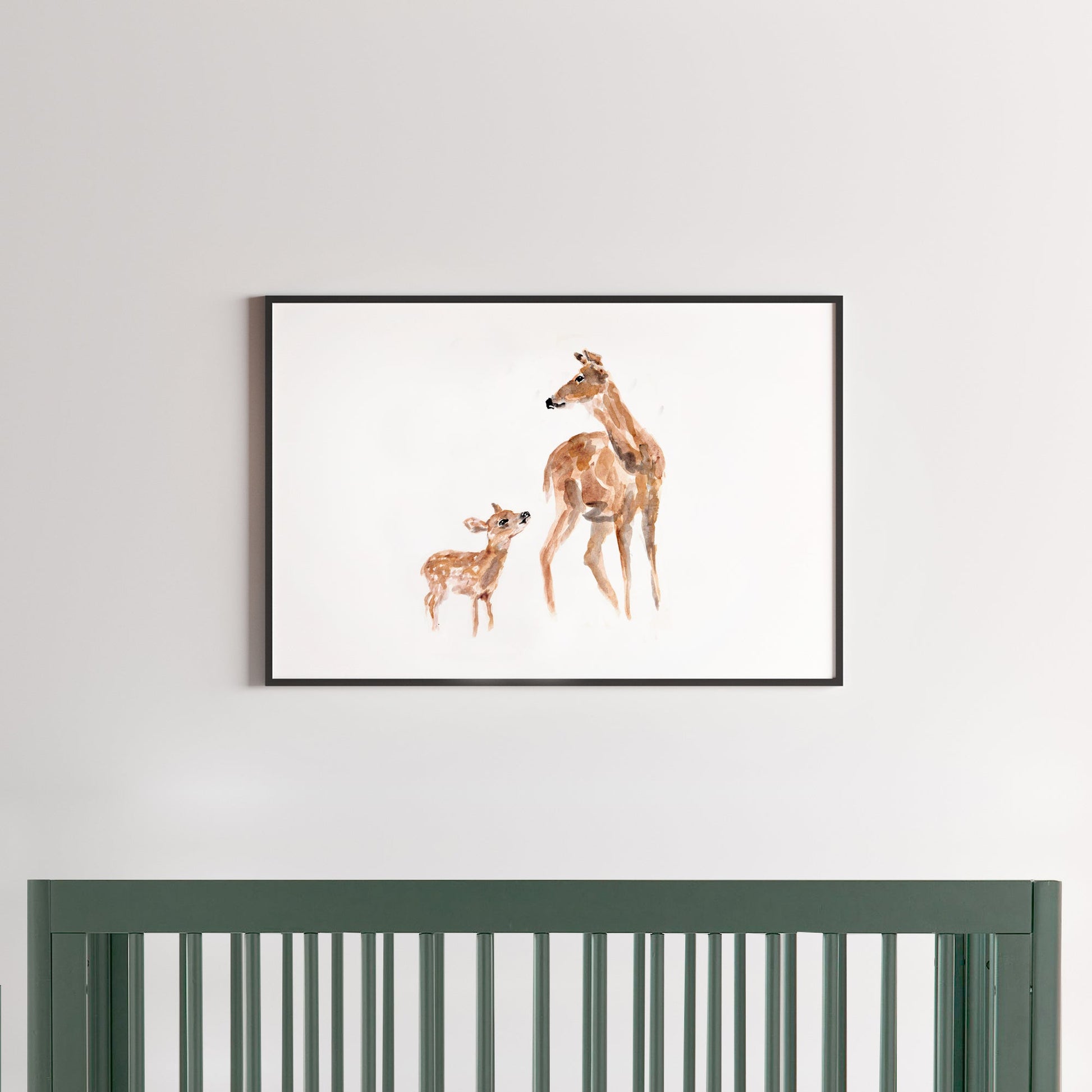 Doe & Fawn Watercolor Print - Art Prints - Moon Rock Prints