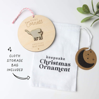 Elephant Pregnancy Announcement Ornament - Holiday Ornaments - Moon Rock Prints