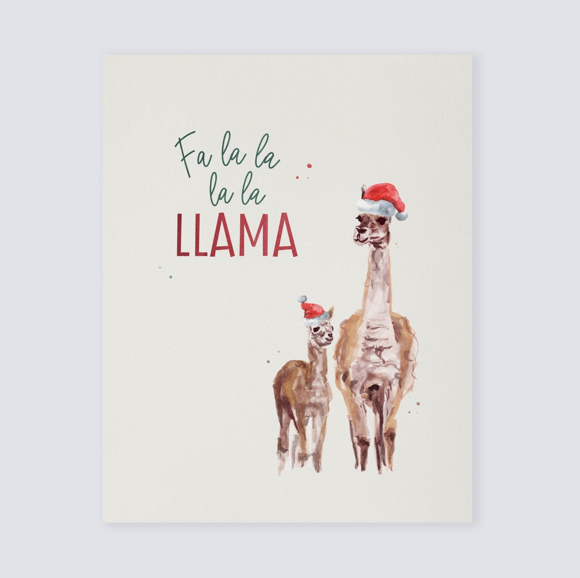 Fa La La La Llama Christmas Watercolor Print - Art Prints - Moon Rock Prints