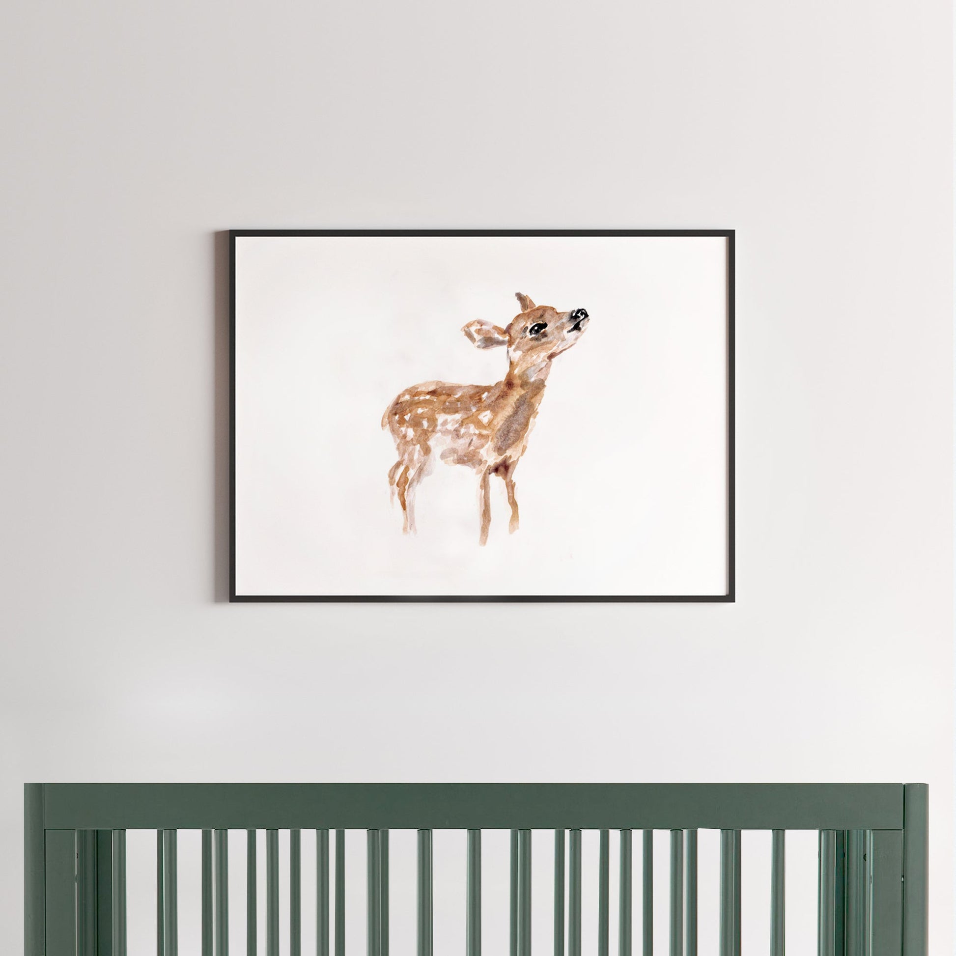 Baby Deer (Fawn) Woodland Animal Watercolor Art Print for Woodland Nursery by Moon Rock Prints