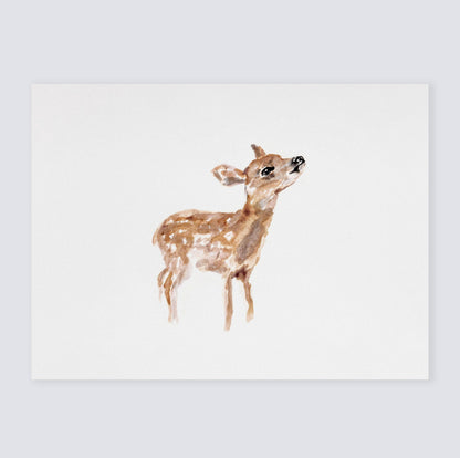 Baby Deer (Fawn) Woodland Animal Watercolor Art Print for Woodland Nursery by Moon Rock Prints