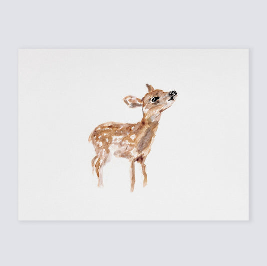 Baby Deer (Fawn) Woodland Animal Watercolor Art Print for Woodland Nursery by Moon Rock Prints