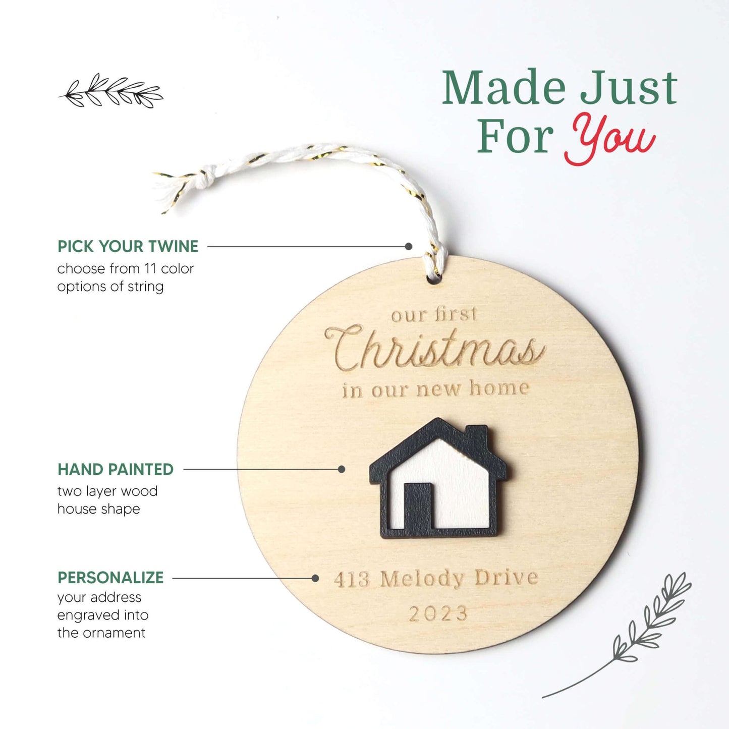 First Christmas in New House Ornament Personalized - Holiday Ornaments - Moon Rock Prints