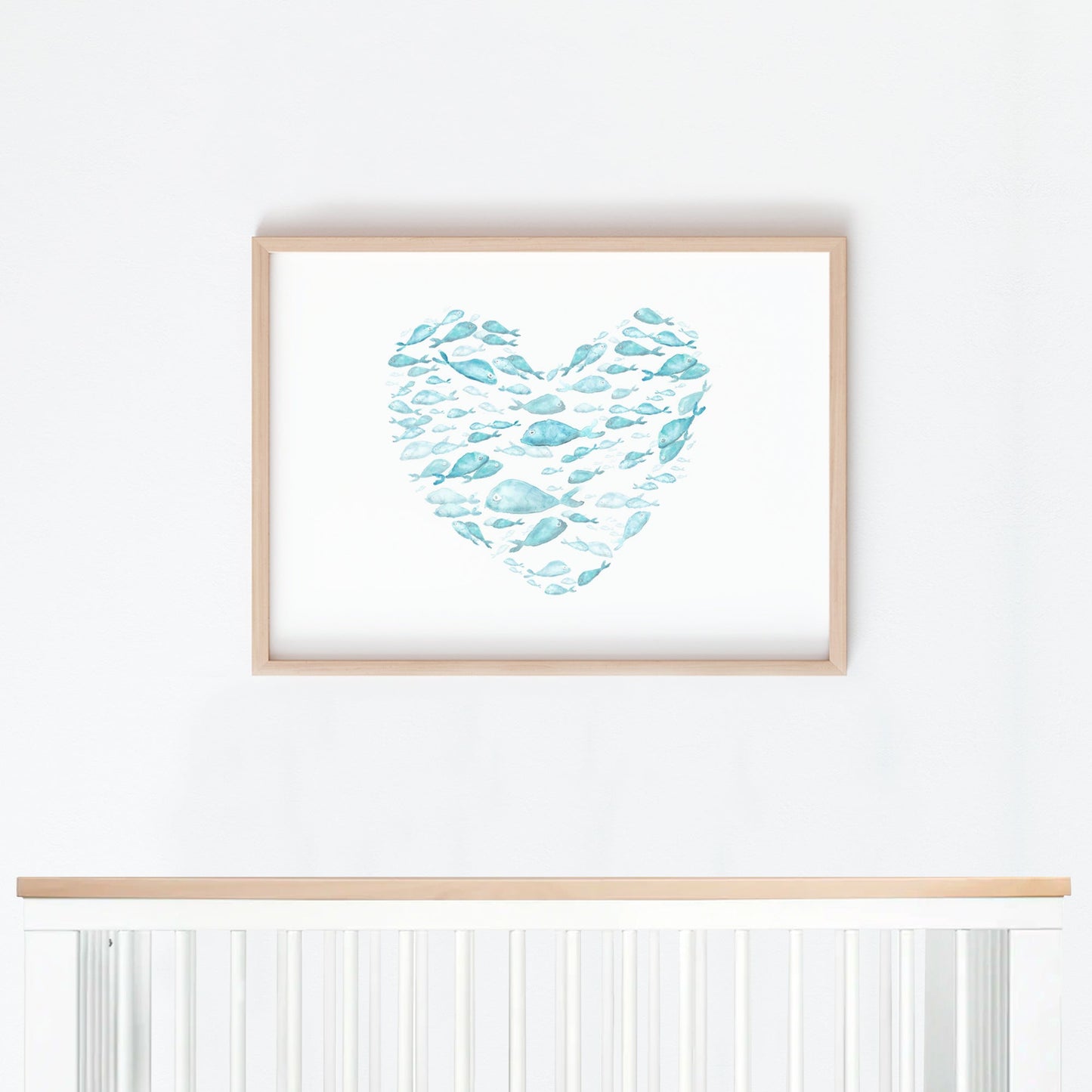 Fish Heart Watercolor Print - Art Prints - Moon Rock Prints