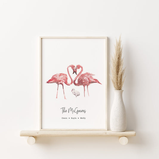 Flamingo Family Personalized Print - Art Prints - Moon Rock Prints