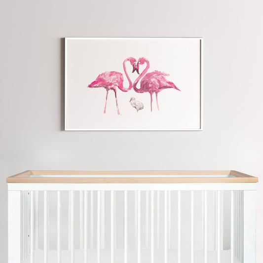 Flamingo Family Watercolor Print - Art Prints - Moon Rock Prints