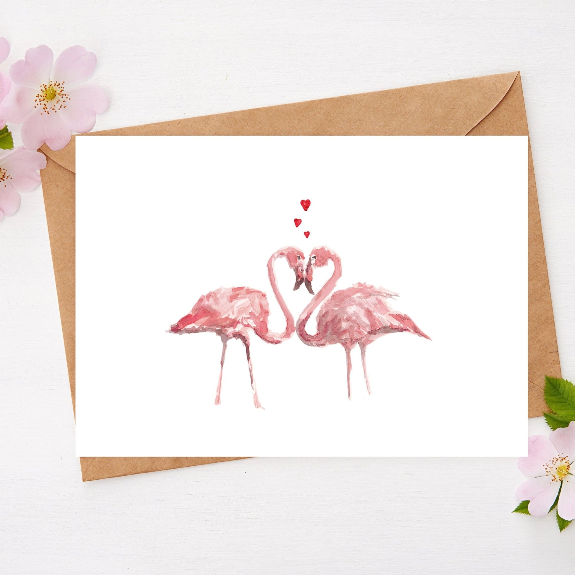 Flamingo Love Card - Cards - Moon Rock Prints