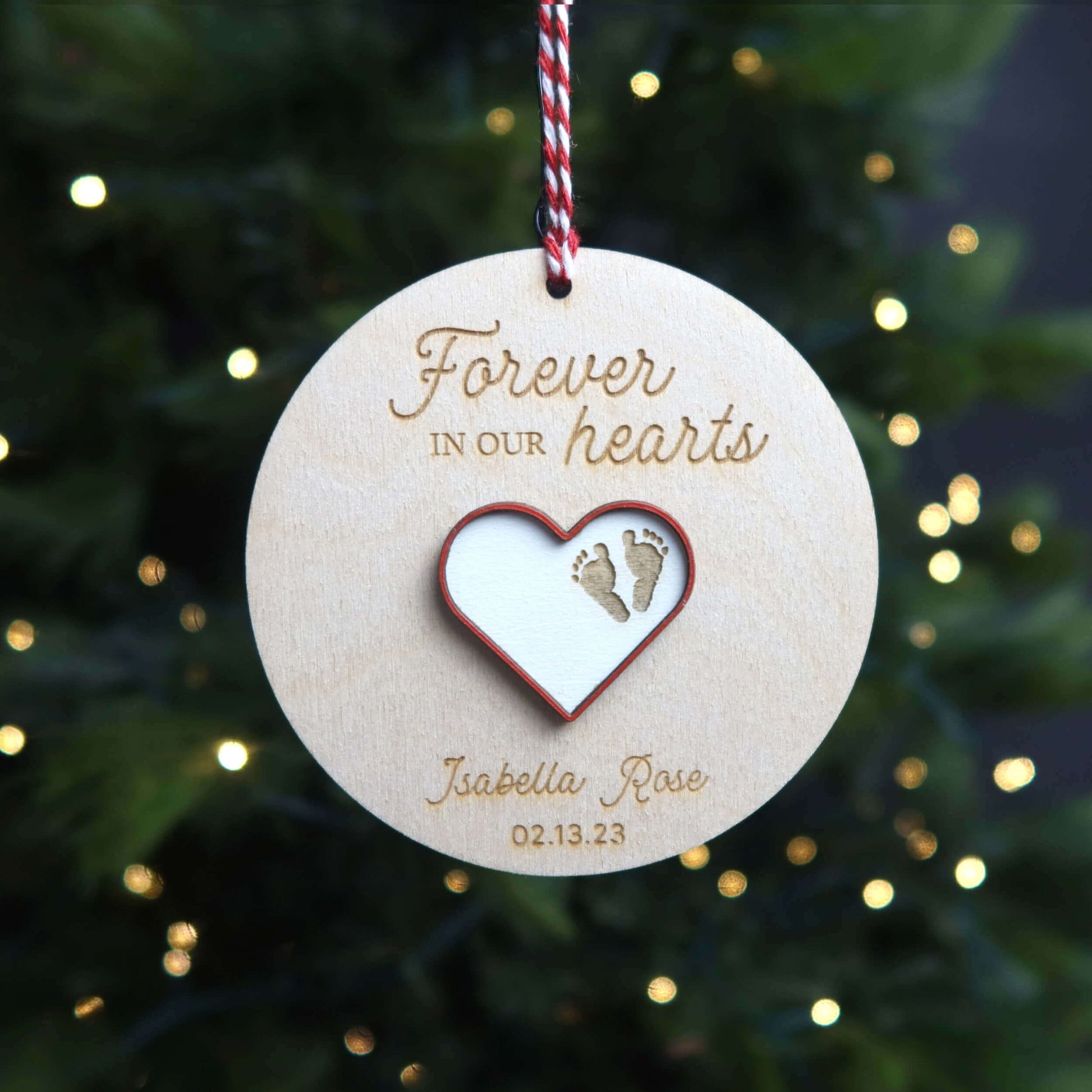 Forever in Our Hearts Baby Memorial Keepsake Ornament - Holiday Ornaments - Moon Rock Prints