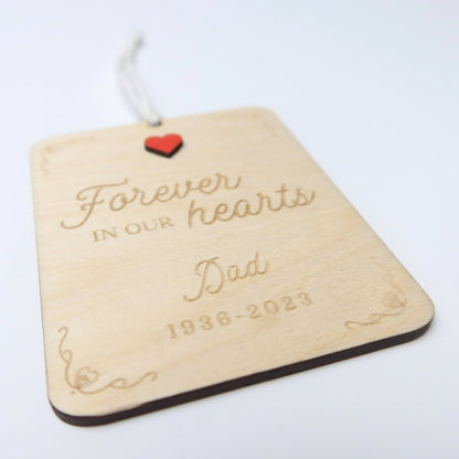Forever in Our Hearts Personalized Memorial Ornament - Holiday Ornaments - Moon Rock Prints