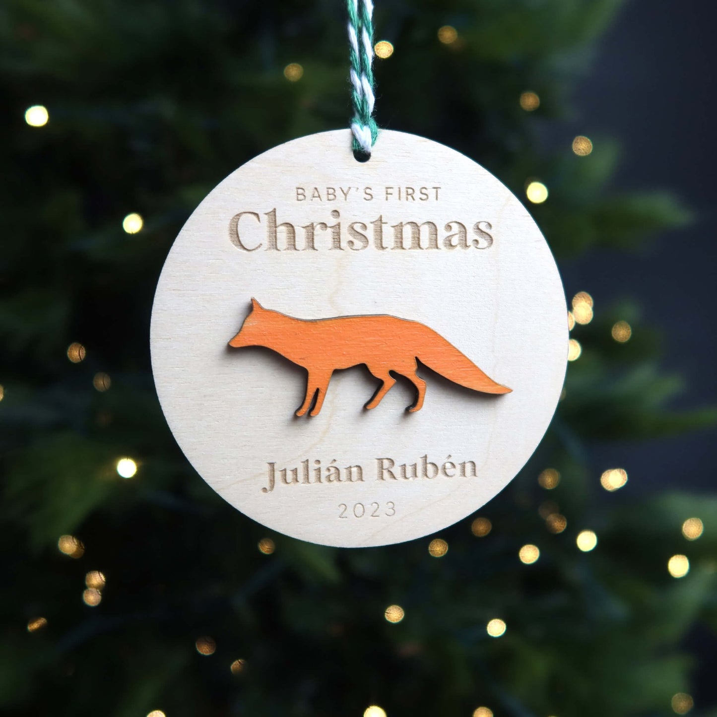 Fox Baby's First Christmas Ornament Personalized - Holiday Ornaments - Moon Rock Prints