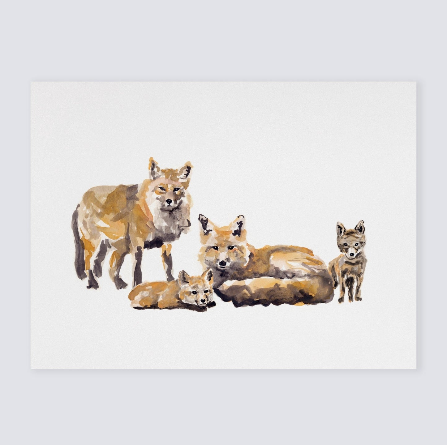 Fox Family Watercolor Print - Art Prints - Moon Rock Prints